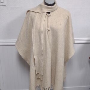 Artilana Chic Beige Women's Cape The Poncho from Mexico, 100% wool